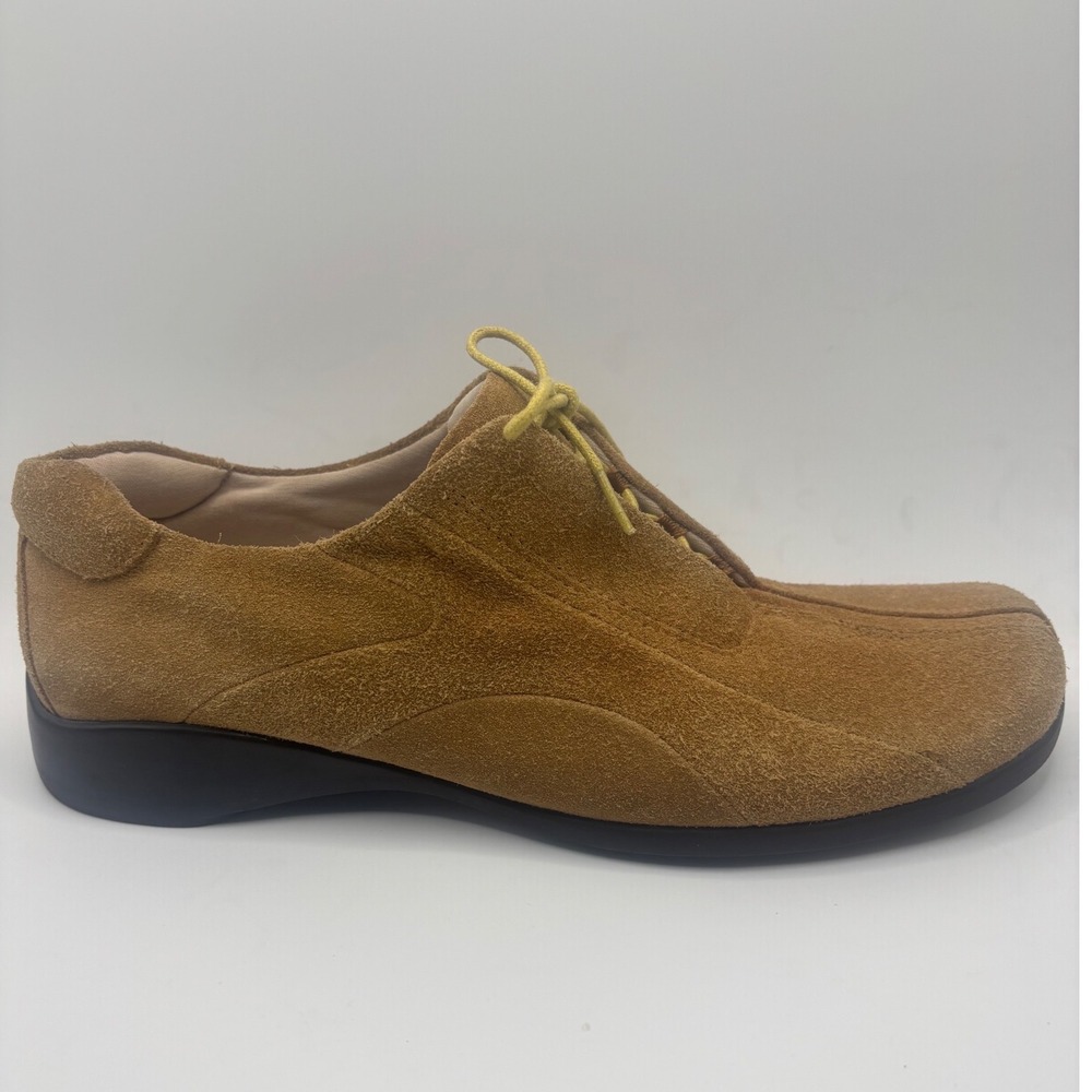 Nine West Comeback Tan Suede Lace Up Oxford Shoes Womens 8.5 M Low Wedge Square